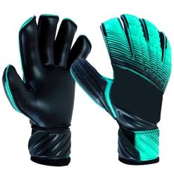 Customizable Goalkeeper Gloves with black latex palm and aqua blue backhand by Xlitewear