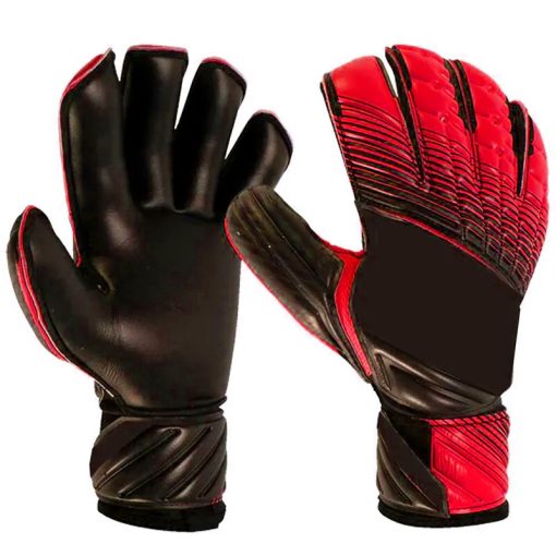 Customizable Goalkeeper Gloves with black latex palm and Black-Red backhand by Xlitewear