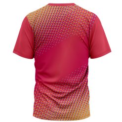 Front and back view of Custom Logo Shirt in red with sublimated pattern – manufactured by XliteWear