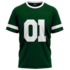 Green custom logo sports T-shirt with number 01 on front