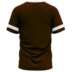 Brown sports T-shirt with simple and sleeve stripes