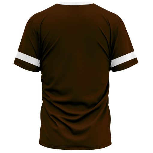 Brown sports T-shirt with simple and sleeve stripes
