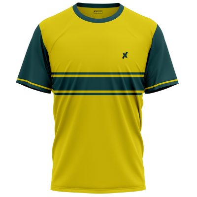 Custom printing sports T-shirt in yellow and green by Xlitewear