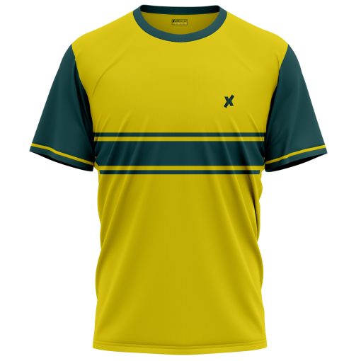 Custom printing sports T-shirt in yellow and green by Xlitewear