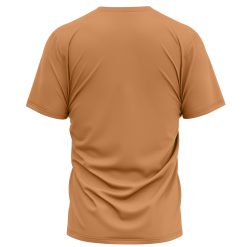 Camel brown polyester T-shirt with chest logo – OEM-ready by XliteWear