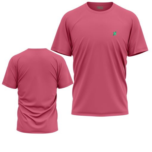 Plain pink performance shirt front and back view – private label ready by XliteWear