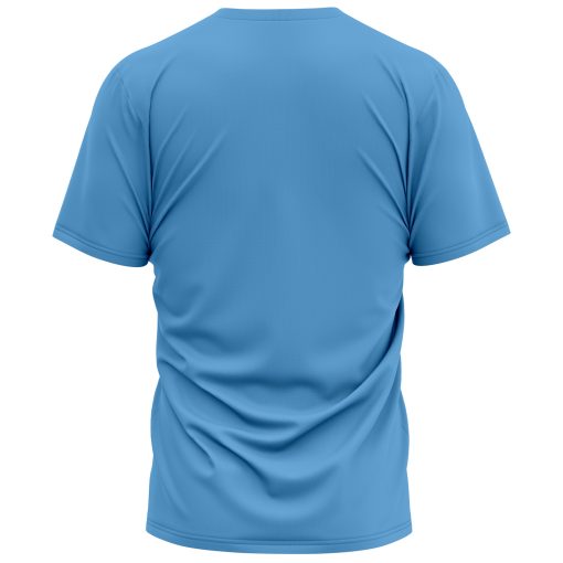 Sky blue polyester private label shirt with custom logo option