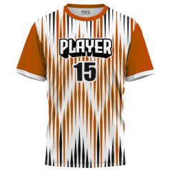 Front view of orange Player #15 custom t-shirt – XLITEWEAR Short Sleeve Shirt Manufacturer
