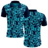 Branded polo shirt with geometric pattern and dark sleeves