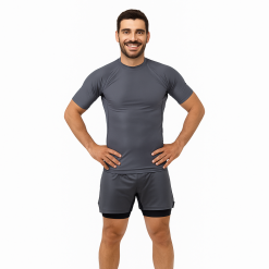 Custom Rash Guard Worn by Athlete Model