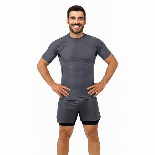 Custom Rash Guard Worn by Athlete Model