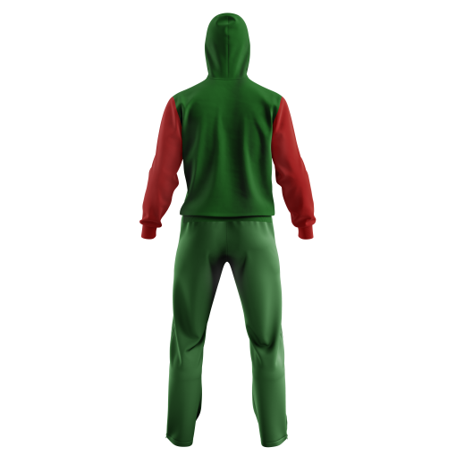 Two-Tone Forest Green and Crimson Red Tracksuit with Minimalist Line Accent - Image 2