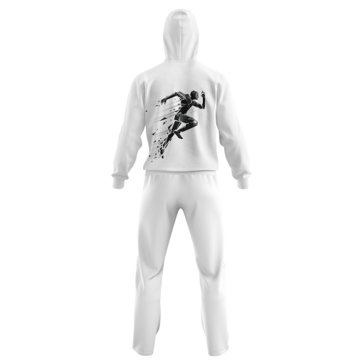 Dynamic White Tracksuit with Black Runner Graphic - Image 2