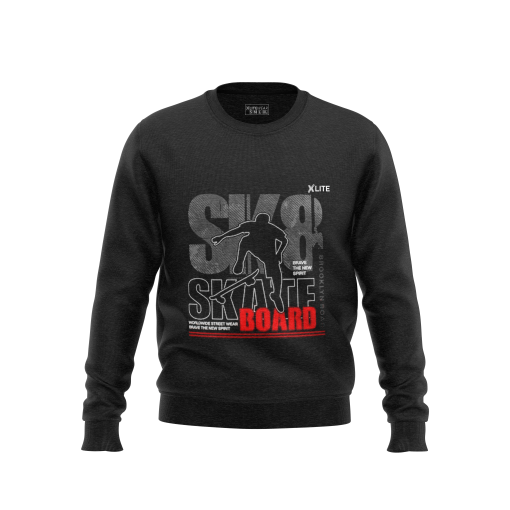 Stylish Skateboard Graphic Sweatshirt – Black