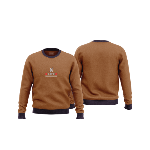 Cozy Classic Brown Sweatshirt with Contrast Cuffs - Image 4