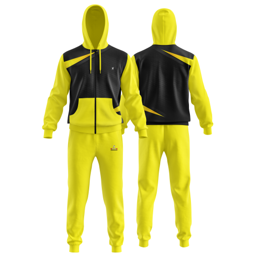 Black & Yellow Contrast Panel Tracksuit – Dynamic Full-Zip Hoodie and Joggers for Sporty Urban Vibes - Image 4