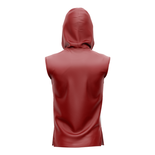 Crimson Edge Sleeveless Hoodie Tank – Dual-Tone Red and White High-Performance Gymwear - Image 2