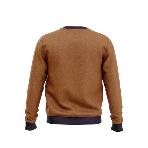 Cozy Classic Brown Sweatshirt with Contrast Cuffs - Image 2
