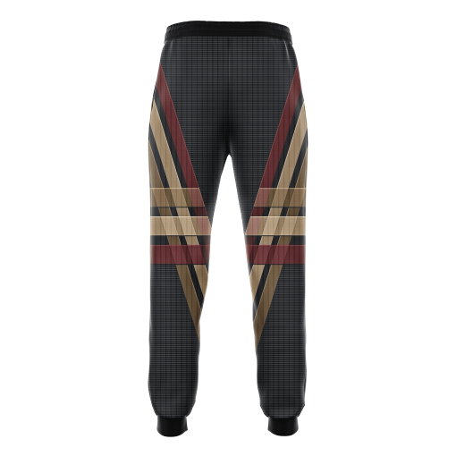 Aether Form Luxe Grid Joggers in Charcoal Plaid with Vintage Gold & Burgundy Overlays - Image 2