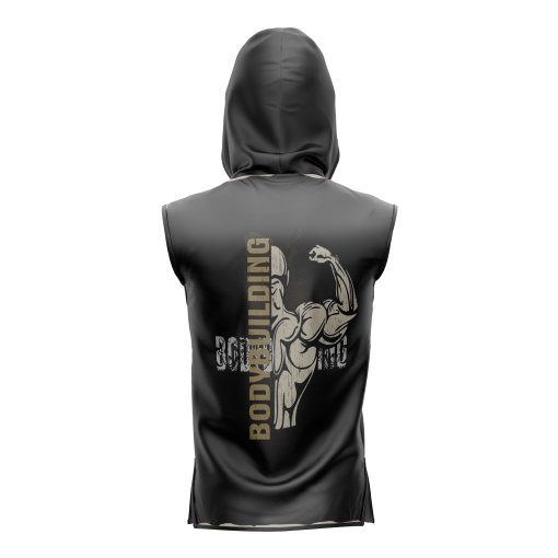 Blackout Power Sleeveless Hoodie – Premium Muscle-Fit Gym Tank with Gold Bodybuilding Graphic - Image 2