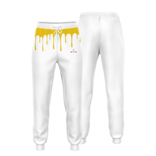 Drip Forge Splash-Tip Joggers in Arctic White with Golden Paint Drip Detail - Image 4
