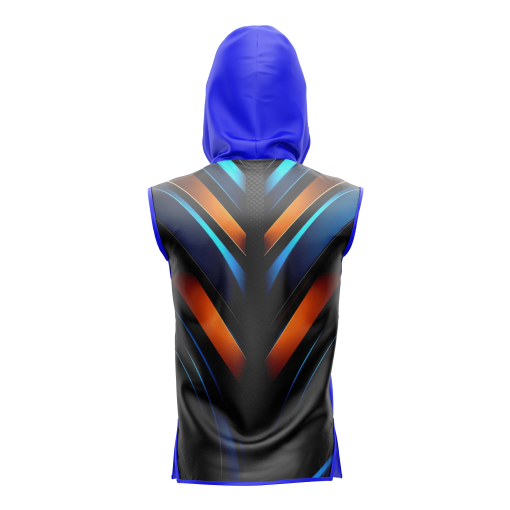 X-Lite Hyperstrike Sleeveless Hoodie – Futuristic Athletic Tank with Blue-Orange Vibe and Reflective - Image 2