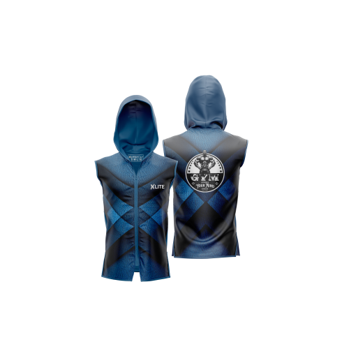 X-Lite “Gym Your Mind” Sleeveless Hoodie – Gradient Blue & Black Diamond Mesh Gym Tank for Power & Focus - Image 5