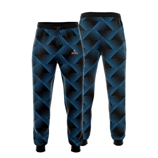Neo Weave Quantum Grid Joggers in Black with Electric Blue Pixel Pattern - Image 4