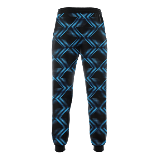 Neo Weave Quantum Grid Joggers in Black with Electric Blue Pixel Pattern - Image 2