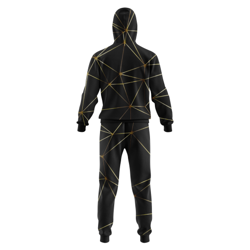 Urban Edge Teal & Black Tracksuit Set – Modern Full-Zip Hoodie & Joggers with Diagonal Panel Design - Image 2