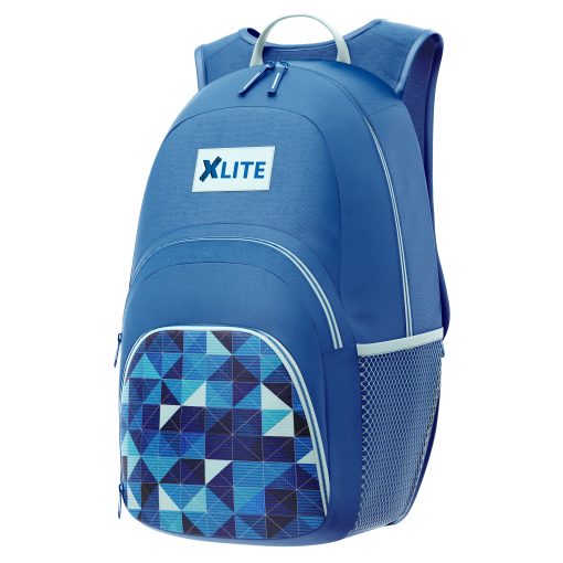 XLITE Geometric Pattern School & Travel Backpack – Blue