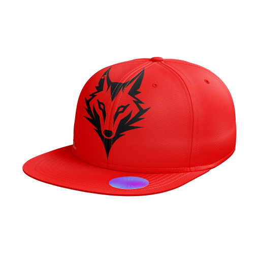Red Snapback Cap with Bold Wolf Graphic