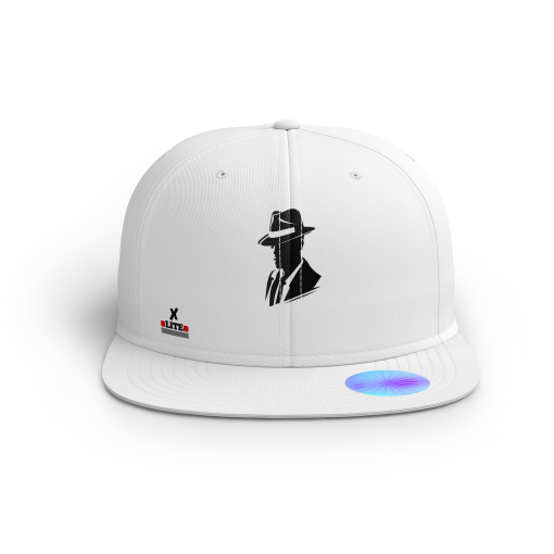 White Snapback Cap with Mysterious Silhouette Design - Image 4