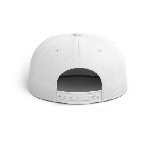 White Snapback Cap with Mysterious Silhouette Design - Image 2