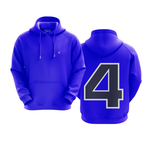 Electric Blue Hoodie with Bold Number 4 Graphic - Image 5