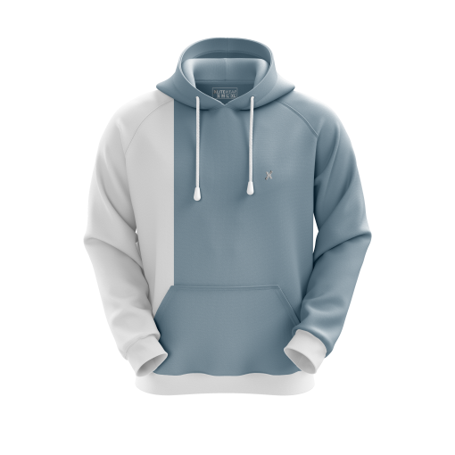 Modern Two-Tone Hoodie in Soft Blue and White - Image 4