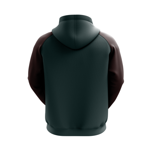Dark Green and Brown Contrast Sleeve Hoodie - Image 2