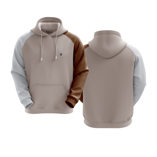 Triple-Tone Hoodie in Taupe, Brown, and Grey - Image 5