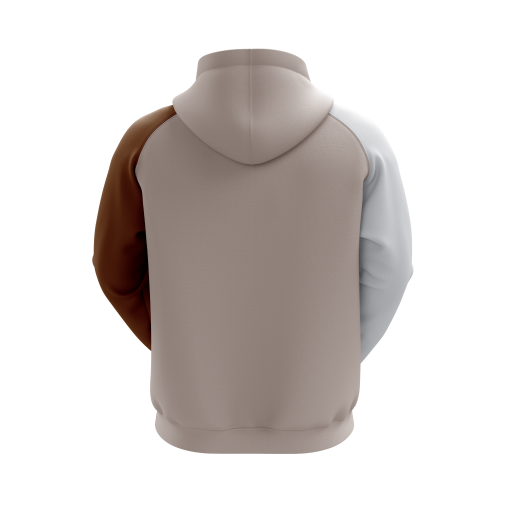 Triple-Tone Hoodie in Taupe, Brown, and Grey - Image 2