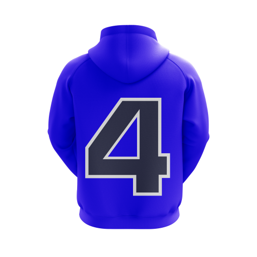 Electric Blue Hoodie with Bold Number 4 Graphic - Image 2