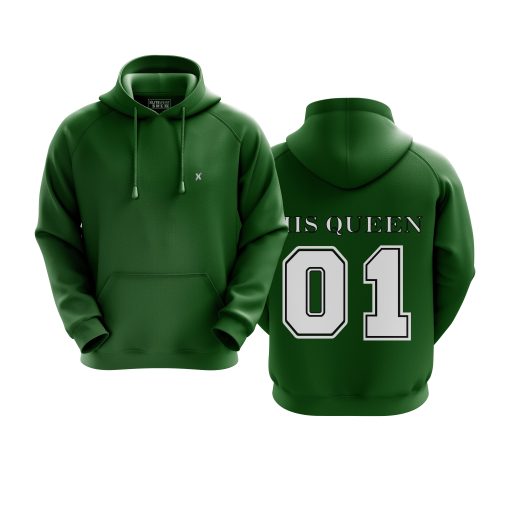 His Queen 01 Hoodie – Forest Green - Image 5