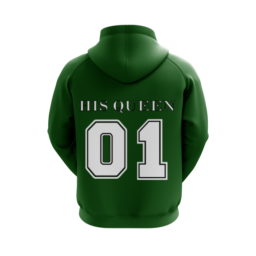 His Queen 01 Hoodie – Forest Green - Image 2