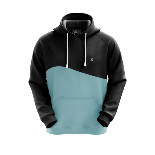 Horizon Split Hoodie – Black & Sky Blue - Image 4