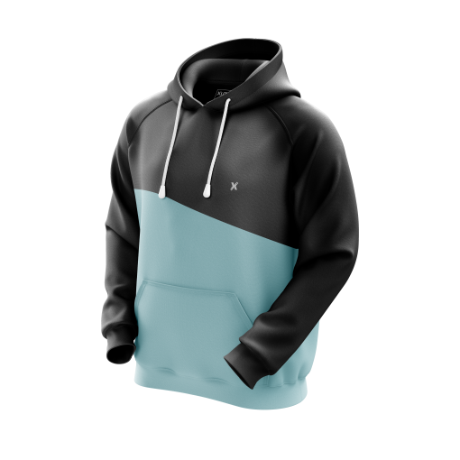 Horizon Split Hoodie – Black & Sky Blue