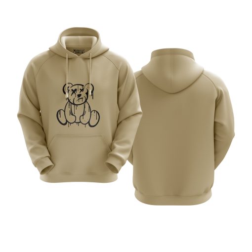 Graffiti Sad Bear Hoodie – Sand Beige - Image 5