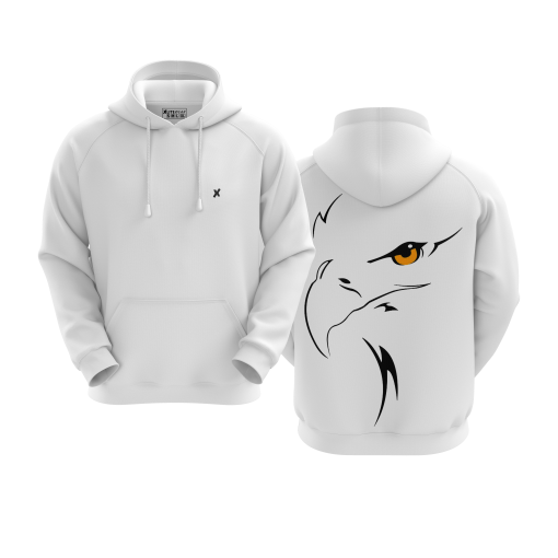 White Hoodie Featuring Bold Eagle Face Graphic Design - Image 5