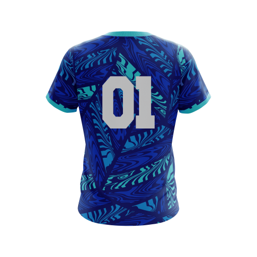 XLITE Ocean Surge Jersey – Electric Blue with Teal Tribal Wave Pattern - Image 2