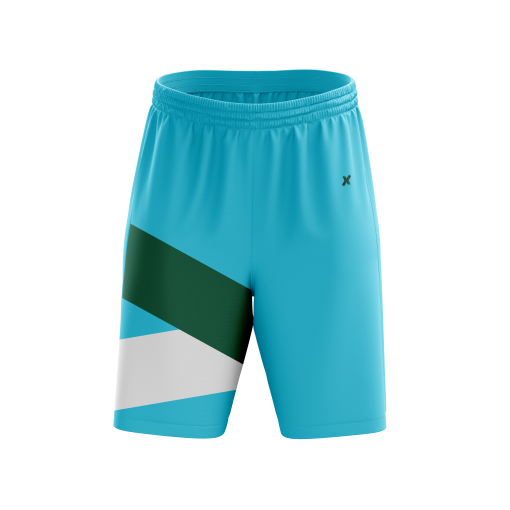 Men's Professional Goalkeeper Shorts in Vibrant Aqua Blue with Dynamic Tri-Stripe Design - Image 3