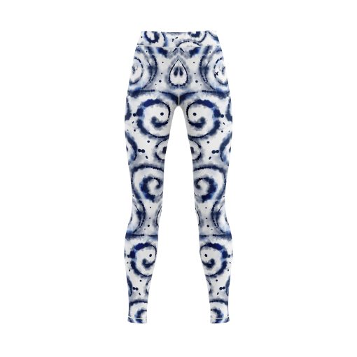 Navy Swirl Tie-Dye High-Waisted Leggings for Yoga and Everyday Style