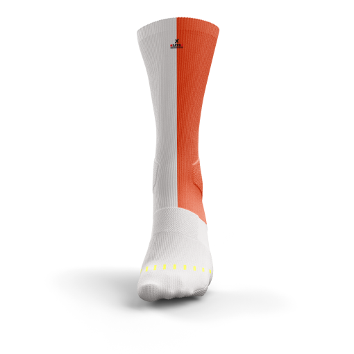 Elite Two-Tone Performance Crew Socks – Orange & White - Image 3